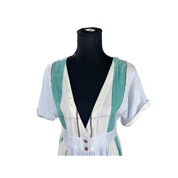 O’Neill woman’s medium Reid Light Blue Multi Stripe Button-Up Midi Dress - Picture 3 of 8